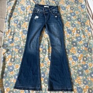 KanCan Blue distressed flare jeans women's 5/26 KC9340M